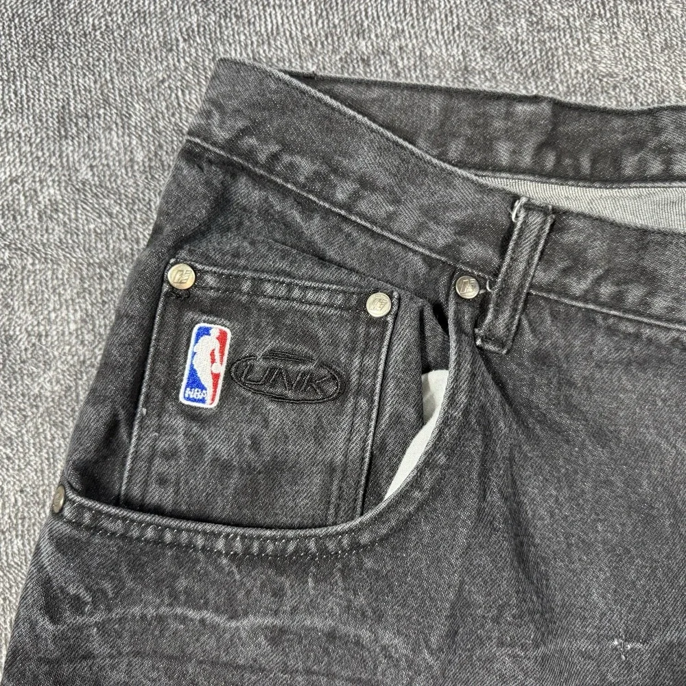 Vintage UNK‎ NBA Denver Nuggets Jeans Men's 38 Black Denim Baggy Hip Hop Pants